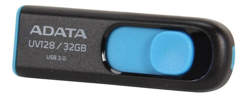 Memoria Usb Adata, Uv128 De 32gb, 3.2, Gen 1, Negro C/ Azul