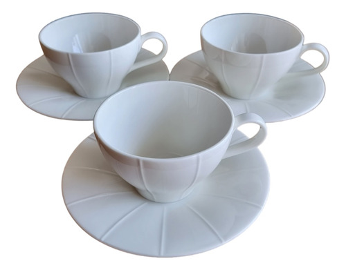 Juego Set X 6 Tazas Y Plato De Ceramica Lineas Desayuno Té