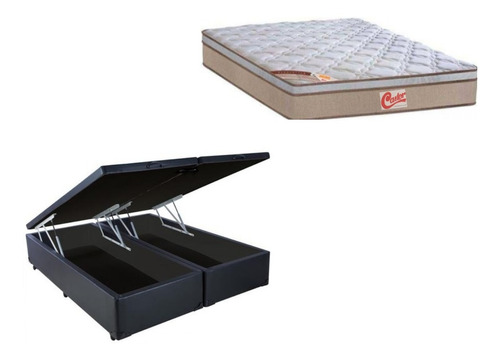 Cama Box Baú Bipartido C/ Colchão Castor Molas Pocket Casal