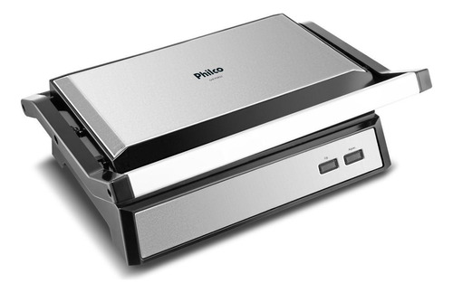 Grill Philco 2 Em 1 Pgr32 Chapa Com Abertura 180° Cor Preto Com Inox 127v