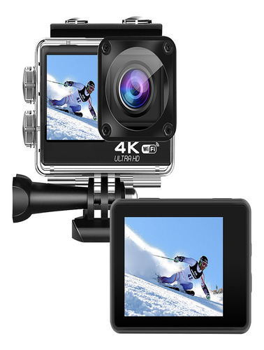 Câmera De Ação 4k Ultra Hd 30m À Prova D'água Dvr Cor Preto