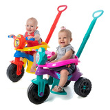 Triciclo Infantil Motoca De Passeio Com Empurrador Andador Cor Roxo