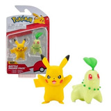 Figuras Jazwares Pokemon Batalla Chikorita & Pikachu