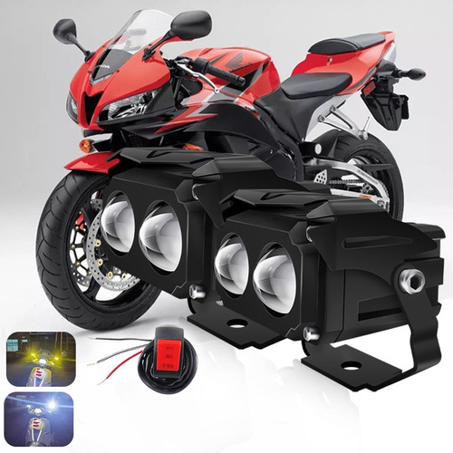 Lentes De Projetor De Motocicleta Com Farol Auxiliar Led De