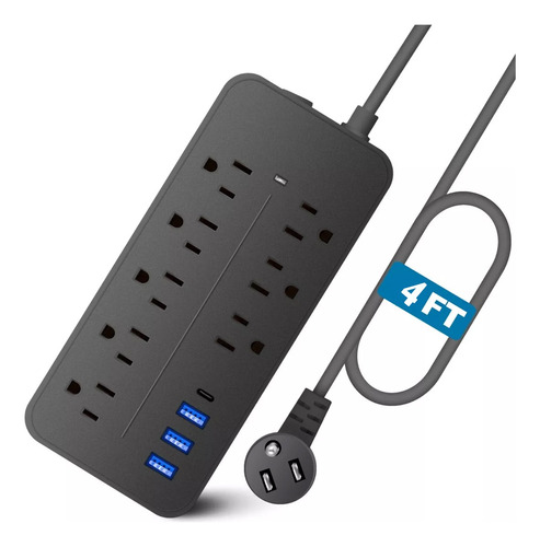 Regleta Cargador Multicontactos Con 8 Salidas 3 Usb 1 Tipo C