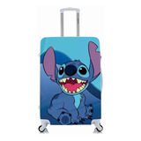 Capa Protetora Para Mala Viagem Média Stitch Fundo Azuis