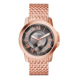 Reloj Fossil Fs5083 Mujer Analógico Acero Inoxidable Color De La Malla Rose Color Del Bisel Rosê Color Del Fondo Gris Oscuro