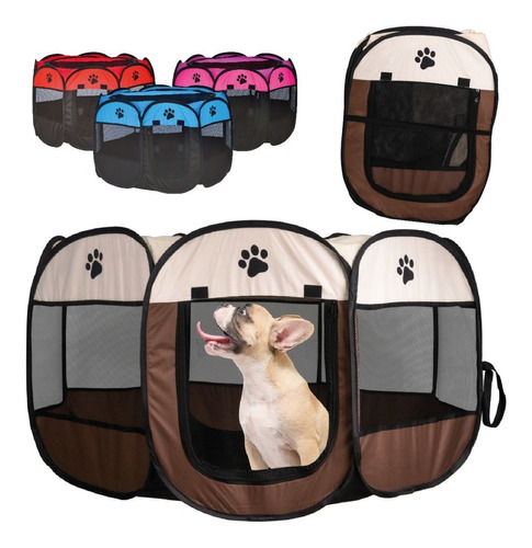 Corral Para Mascotas M Plegable Tela Cama Portátil Premium Color Azul