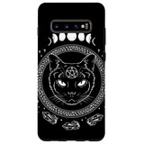 Funda Para Galaxy S10+ Moon Cat Cristal Retro Witch Obscuro