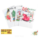 Kit 60 Panos De Prato Decorado Natal Atacado Revenda 45x71