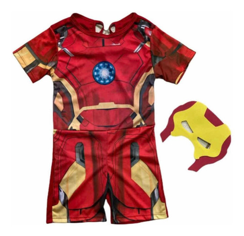 Fantasia Roupa  Infantil Homem De Ferro C/ Mascara