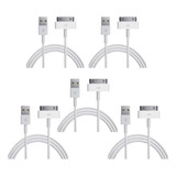 Kit 5 Cabos Carregador Usb 30pinos 2m P/iphone4 4s iPad iPod