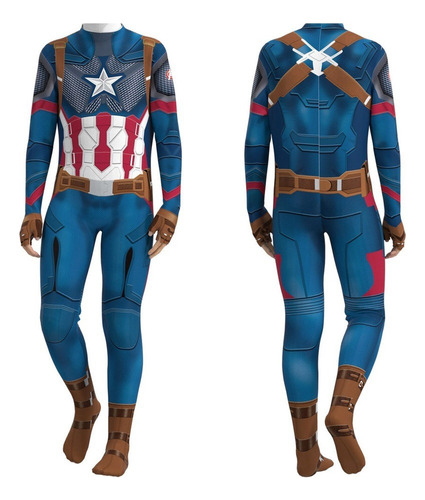 Captain America Halloween Fiesta Mono Cosplay Disfraz Y Máscara Para Niños Y Adultos