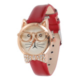 Reloj De Pulsera Para Mujer, Con Diseño De Gato, Con Pajarit