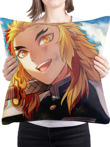 Cojin Almohada Anime Demon Slayer Rengoku Feliz Cuadrado