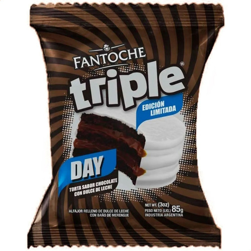 Alfajor Fantoche Triple Day 85g Chocolate Merengue Caja X12