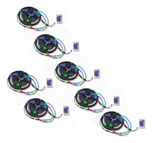 Tira Luz Rgb 60 Leds De 10w 5mts Ip65 Control Remoto Pack 7