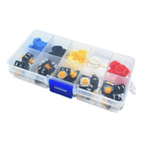 Pack 25 Pulsador Color 4 Pines Con Caja Organizadora [ Max ]