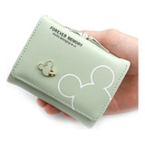 Cartera Billetera Con Monedero Para Dama Mickey Mouse Verde