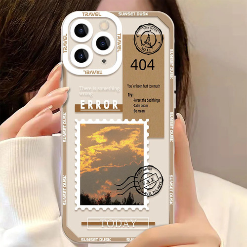 Funda Para iPhone 14 Pro Max Retro Landscape Stamp Labe