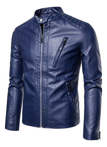 Chaqueta De Cuero Retro Para Hombre Con Terciopelo