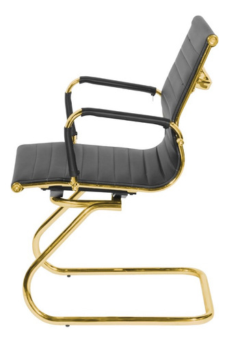 Cadeira De Escritório Fixa Eames Preta - Dourada