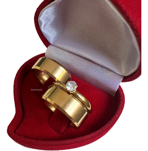 Alianças Casamento 8mm Grossa Banhada Ouro 18k + Anel Brinde