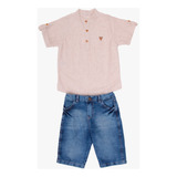 Bermuda Jeans E Camisa Infantil Juvenil Anuska 25490 25491