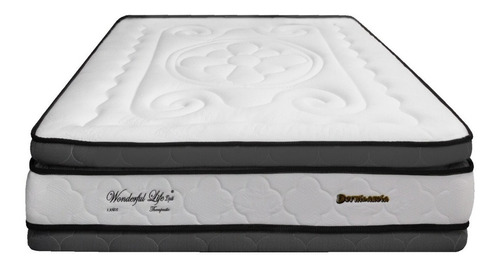 Colchón Sencillo De Resortes Dormilandia Wonderful Dp Blanco Y Negro - 100cm X 190cm X 34cm Con Doble Pillow Top