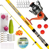 Kit Pesca Caña Telescopica 4 Mt + Reel + Accesorios Pejerrey Laguna Rio Lineas Boyas Anzuelos Tanza Perlas