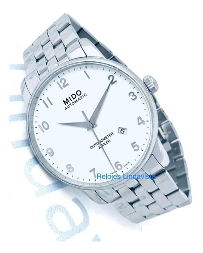 Reloj Mido Baroncelli Jubilee Jumbo Automatico Blanco Acero