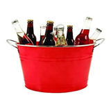 Cubo De Metal Galvanizado Twine Big Red Para Bebidas, Decora