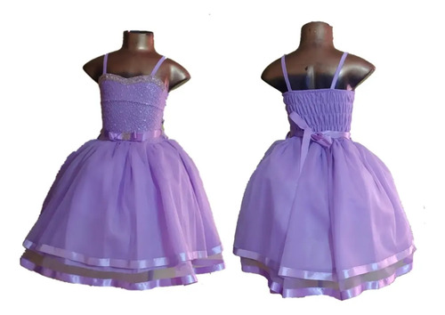Traje De Graduación Gala Color Lila Corte Medio Sin Mangas