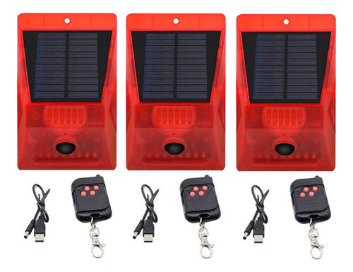 . 3x Luz De Alarma Solar Ip65 Sensor De Movimiento Lámpara