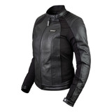 Jaqueta Feminina Motociclista Couro Legítimo Texx Storm Ld