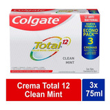 Crema Dental Colgate Total 12 Clean Mint 3 Unidades 75 Ml