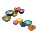 Set De 10 Tazones De Cerámica Bowls De Colores Botaneros