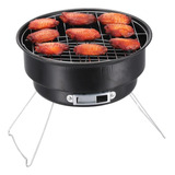 Mini Parrilla Carbón Portátil Plegable Acero Inoxidable 26cm