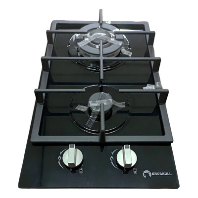 Parrilla Estufa 2dos Quemadores Gas Shorbull Vidrio Templado Negro | Envío gratis