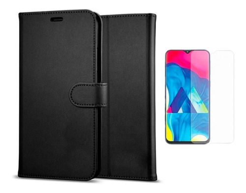 Capa Carteira Para Galaxy A20 E A30 + Película De Vidro