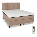 Colchão Magnético King 1,93x2,03 Massageador Cromoterapia Energia Bio Quântica Infra Vermelho + Cama Box + Cabeceira