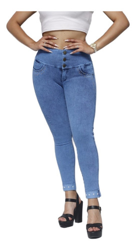 Jeans Fajero 3 Botones Reductor Efecto Push Up De Mujer