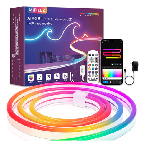 Tira De Luz Led Neón Multicolor Rgb Bluetooth 5m Ip68 Flex