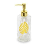 Dispenser De Jabon Liquido Para Baño Vidrio Gold Leaf 400cc