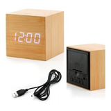 Reloj Digital 6cm Estilo Madera Alarma Despertador Fecha