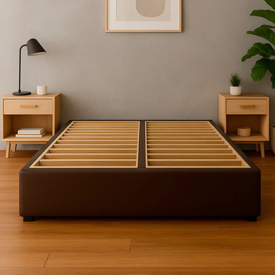 Base Cama Box Para Colchon Individual Madera Tapiz Magna Color Chocolate | Meses sin interés