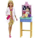 Barbie, Profesiones, Set De Juego Pediatra, Muñeca Con 1 Bebé, Cabello Rubio, Para Niñas De 3 Años En Adelante, Mattel