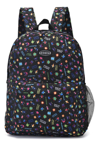 Mochila Lona Estampada Games | Goodpak [35502] Color Negro