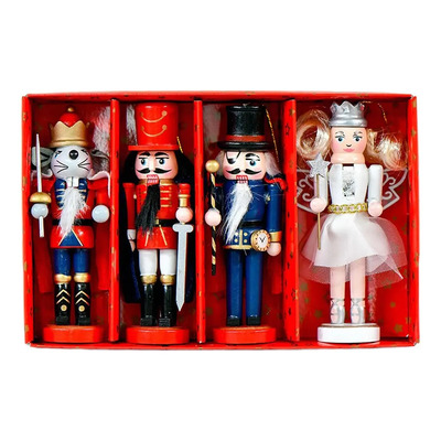 4pcs Ratón Princesa Cascanueces Soldado Adorno De Navidad