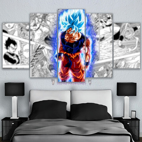 5 Cuadros Canvas Goku Manga Ultra Instinto Blue Anime 100x56